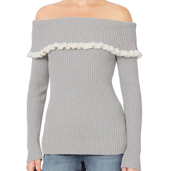 INTERMIX Rayln Off The Shoulder Long Sleeve Sweater - Picture 1 of 8